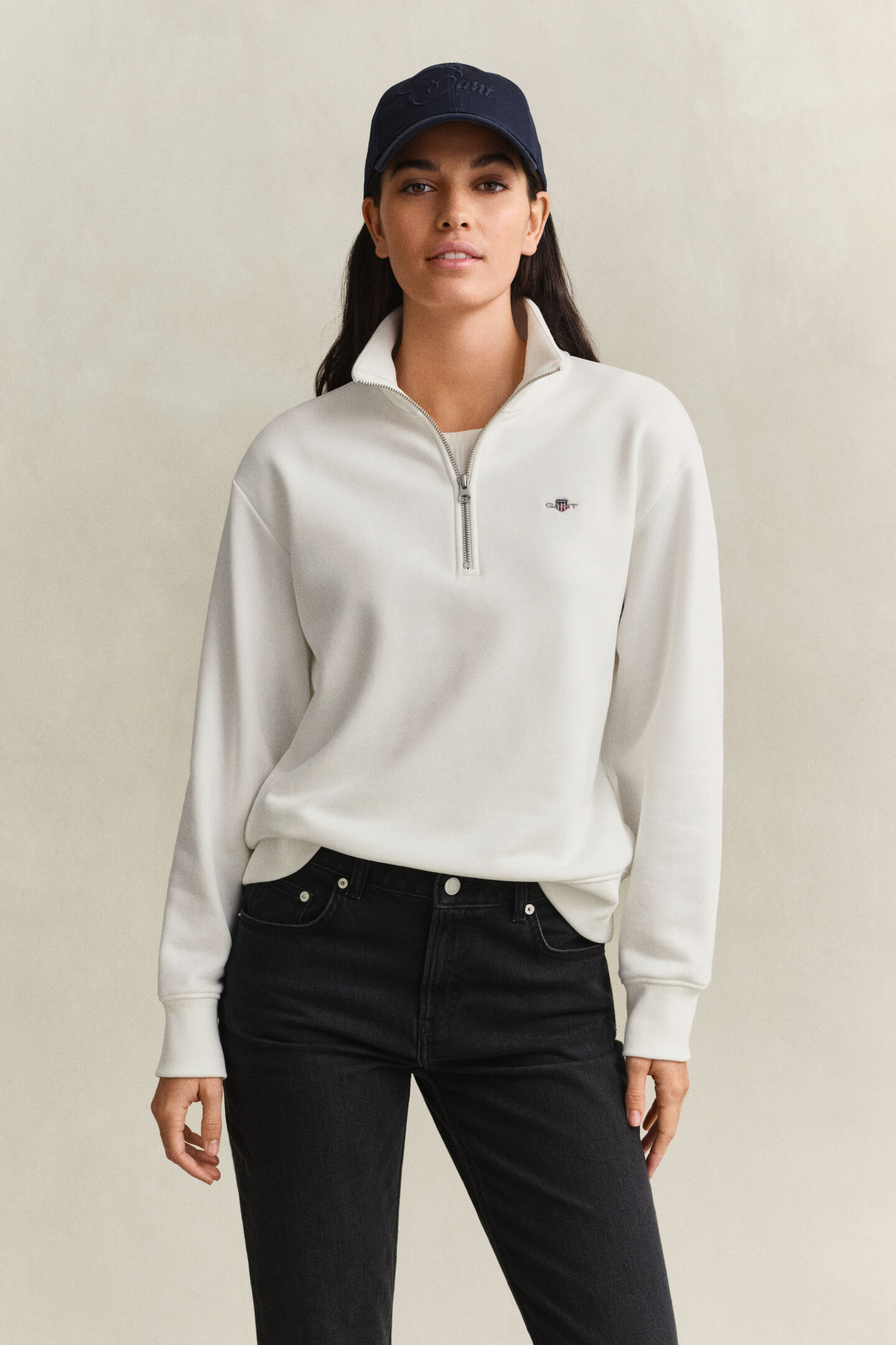 Shield sweatshirt med halv lynl&aring;s