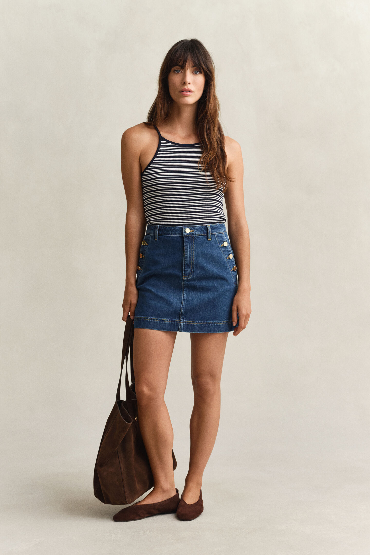Stribet Halterneck tanktop