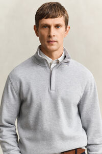 Sacker Rib sweatshirt med halv lynl&aring;s