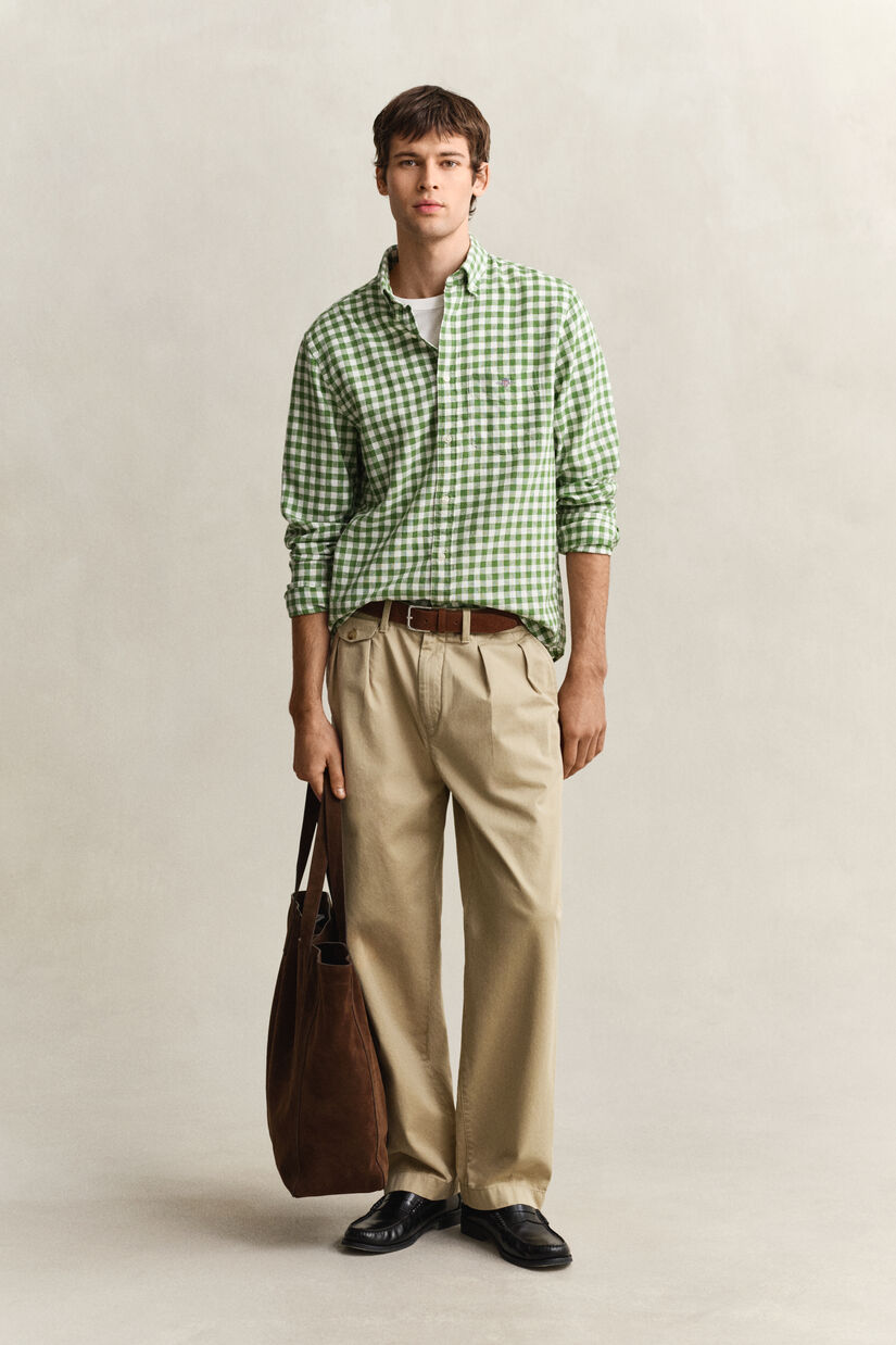 Gingham skjorte af h&oslash;rblanding