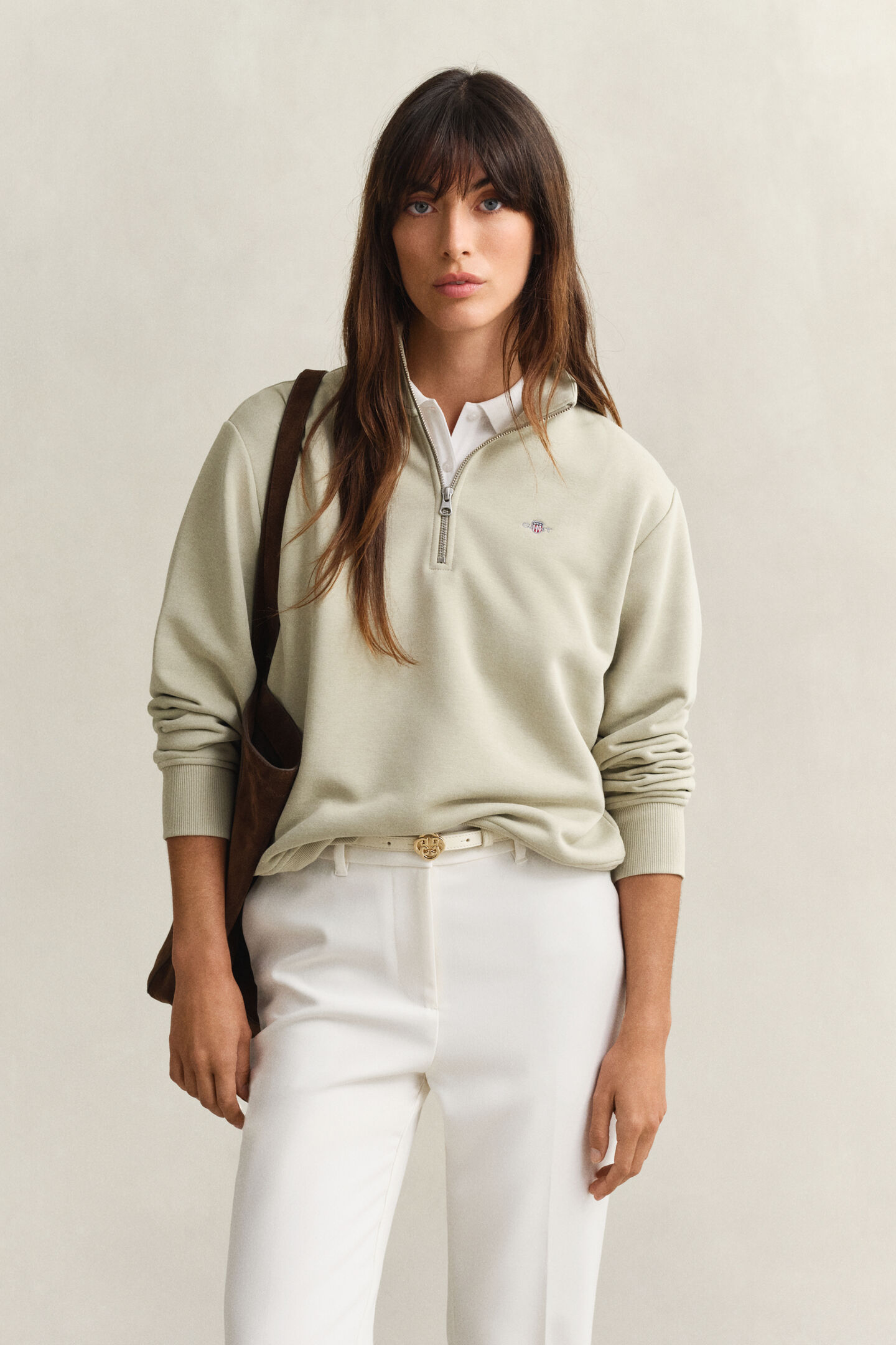 Shield sweatshirt med halv lynl&aring;s