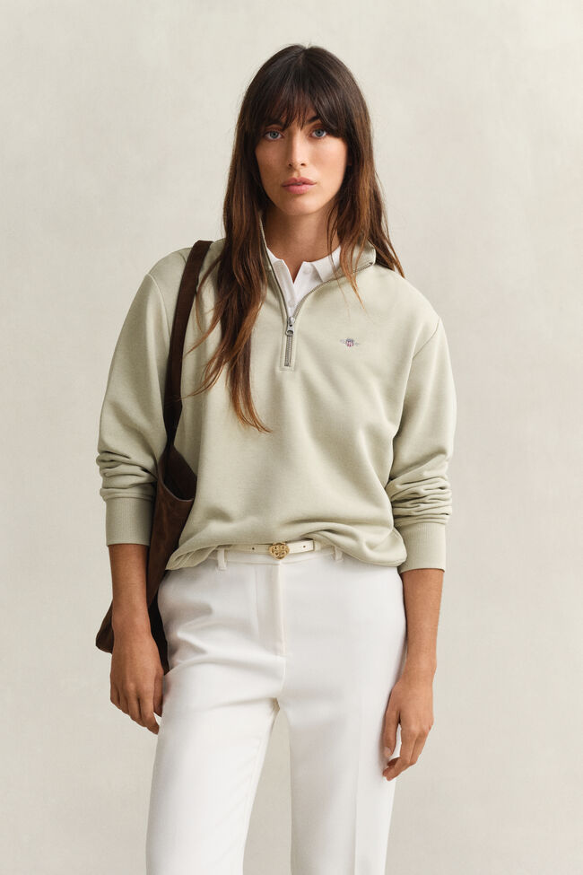Shield sweatshirt med halv lynl&aring;s