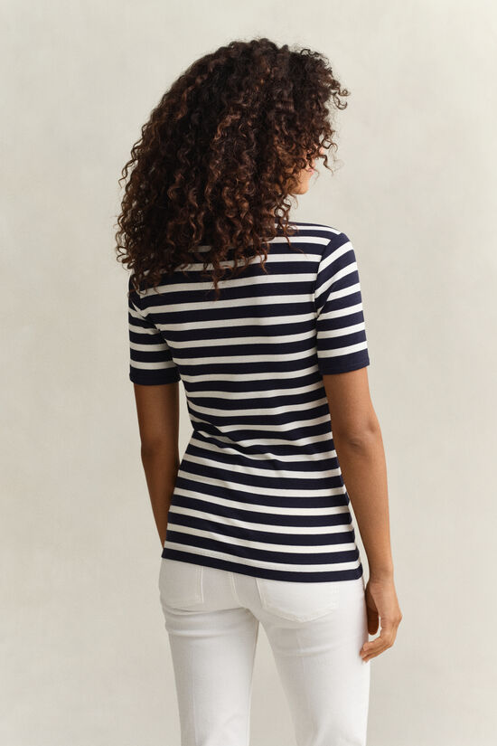 Stribet T-shirt med ribstrik