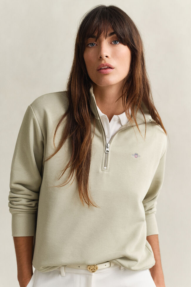 Shield sweatshirt med halv lynl&aring;s