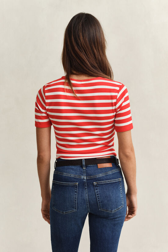 Stribet T-shirt med ribstrik