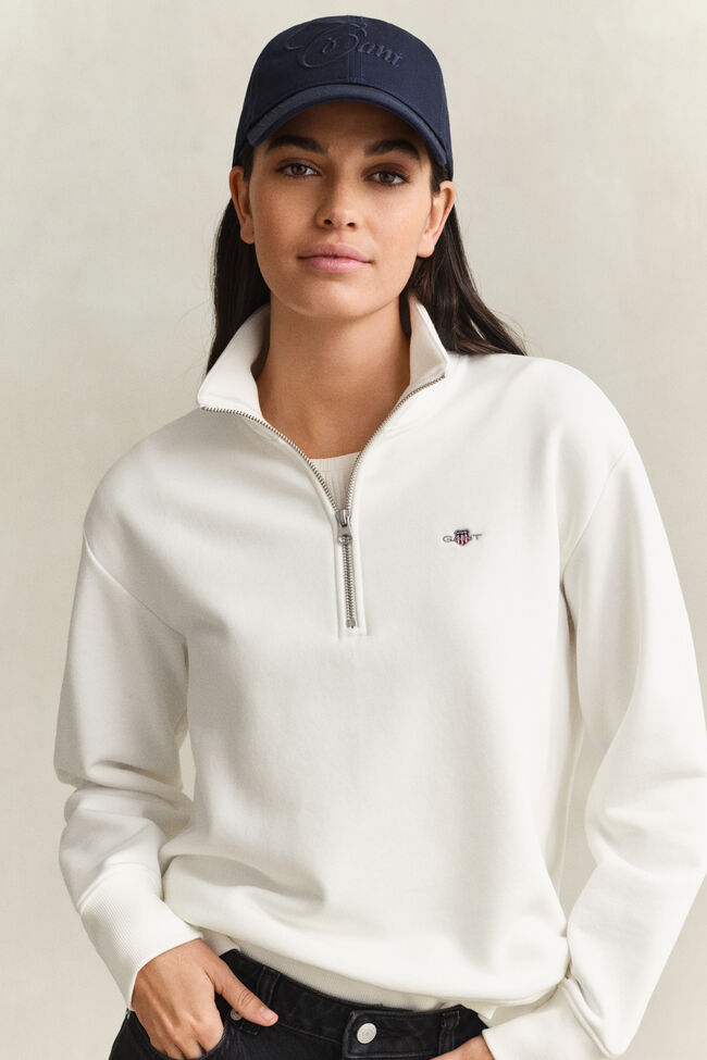 Shield sweatshirt med halv lynl&aring;s