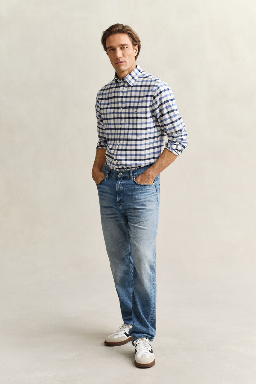 Regular fit ternet Oxford skjorte