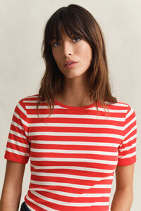 Stribet T-shirt med ribstrik