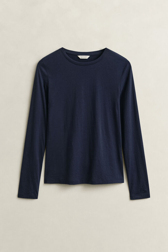 Let T-shirt af bomuld med lange &aelig;rmer