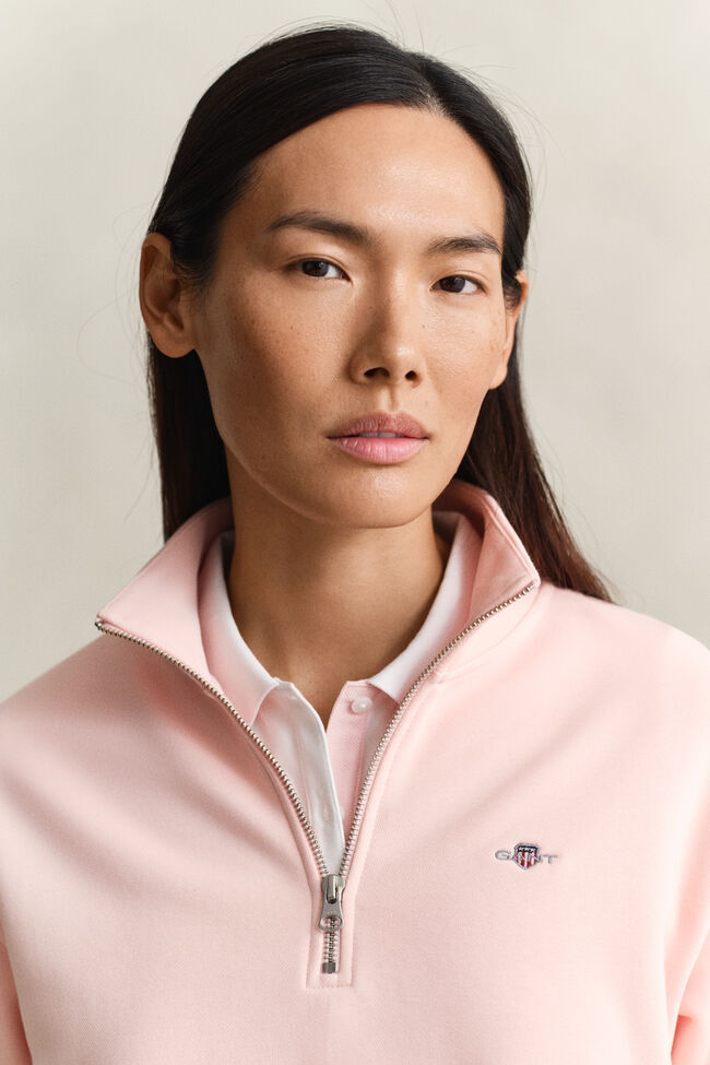 Shield sweatshirt med halv lynl&aring;s