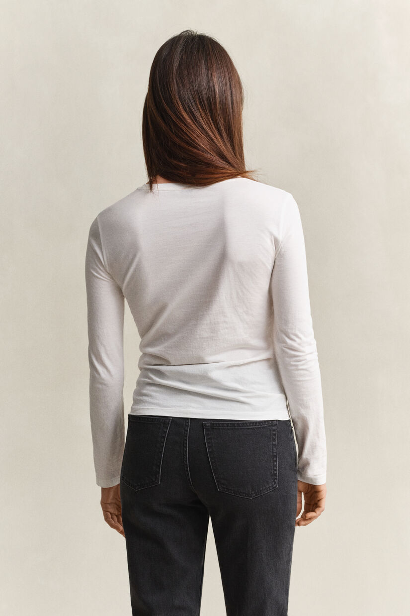 Let T-shirt af bomuld med lange &aelig;rmer