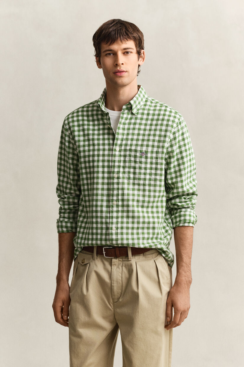 Gingham skjorte af h&oslash;rblanding