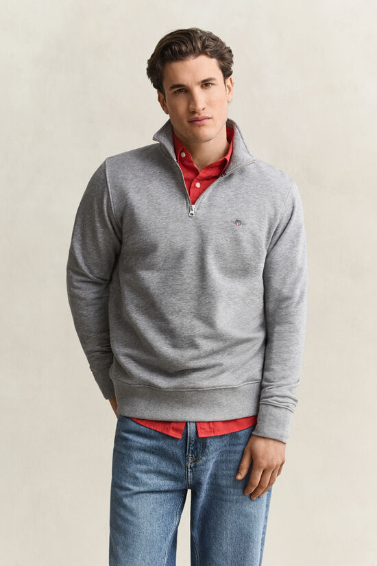 Shield sweatshirt med halv lynl&aring;s
