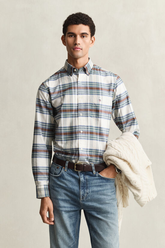 Regular fit klassisk ternet Oxford-skjorte