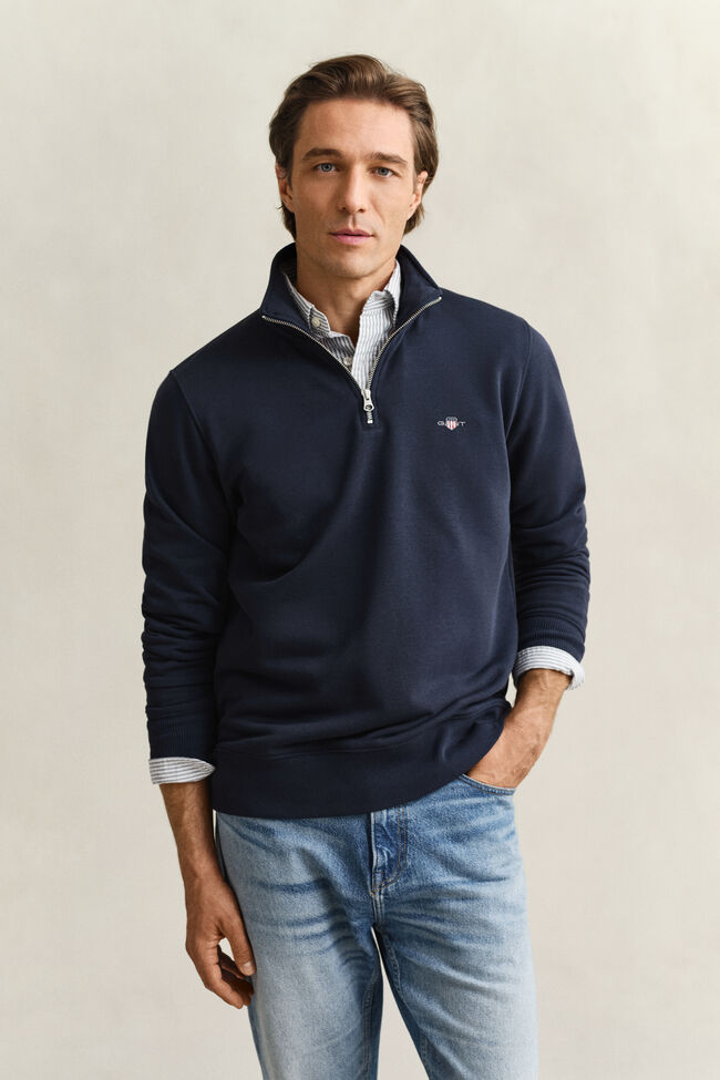 Shield sweatshirt med halv lynl&aring;s