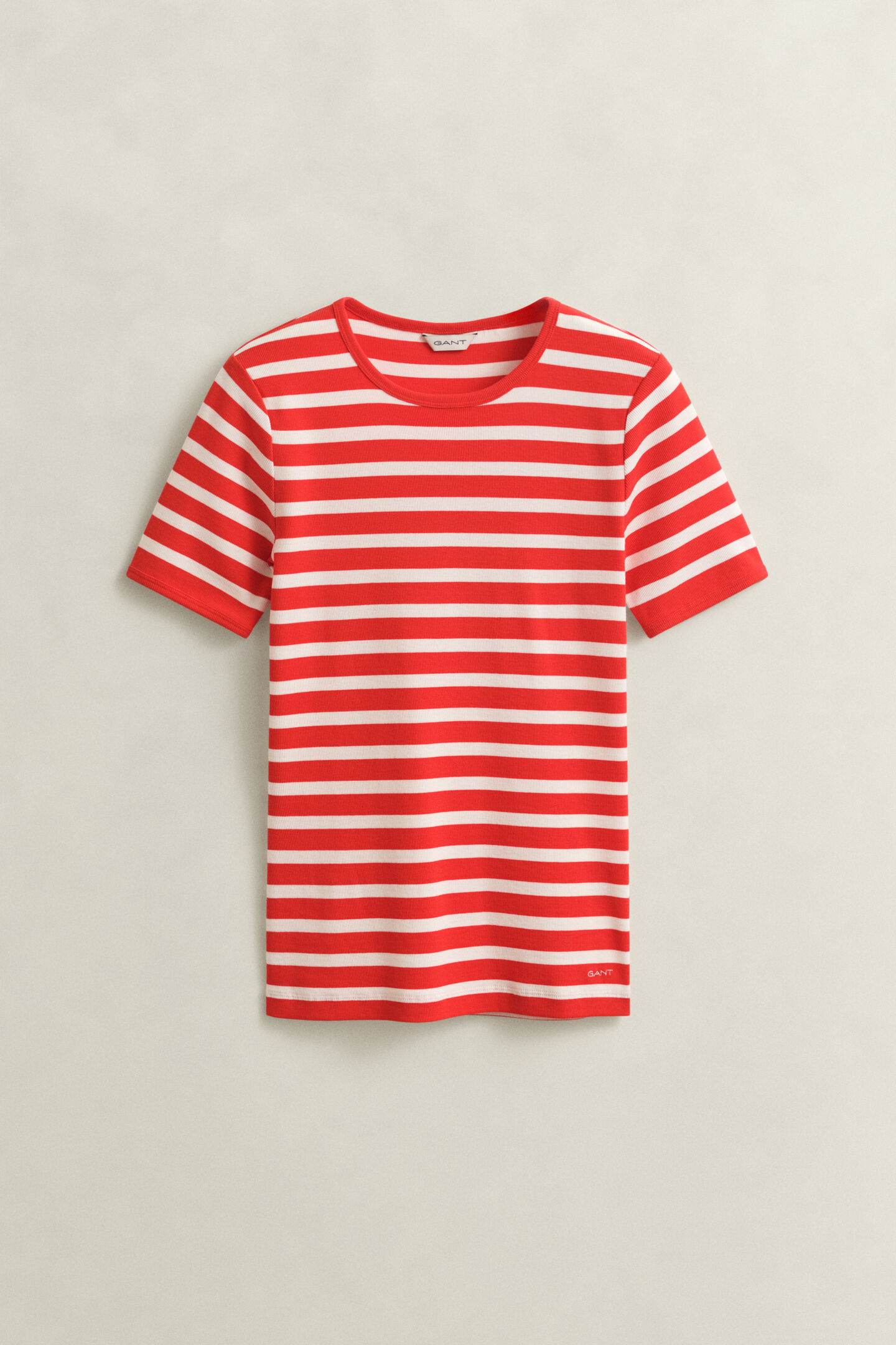 Stribet T-shirt med ribstrik