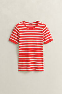 Stribet T-shirt med ribstrik