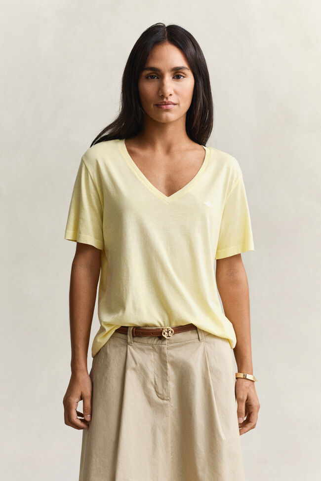 Vasket Shield T-shirt med V-hals