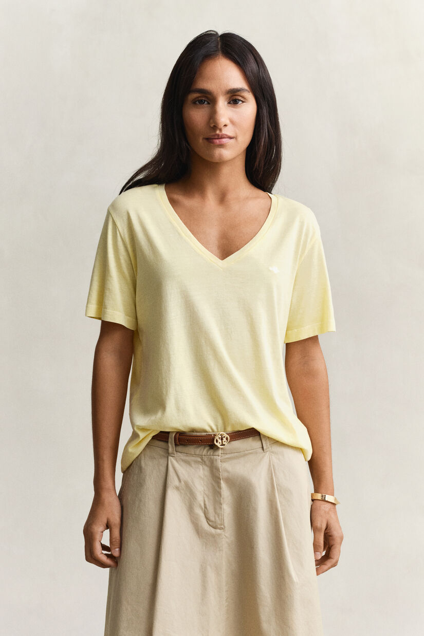 Vasket Shield T-shirt med V-hals
