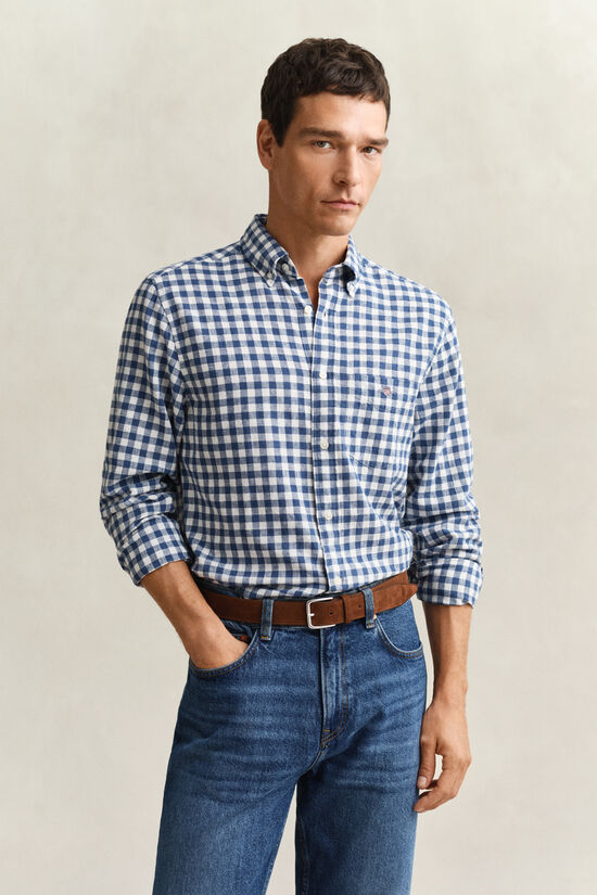 Gingham skjorte af h&oslash;rblanding