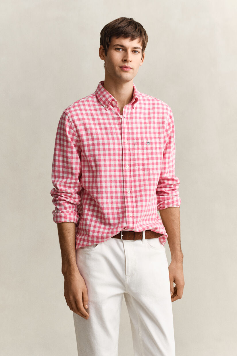 Gingham skjorte af h&oslash;rblanding