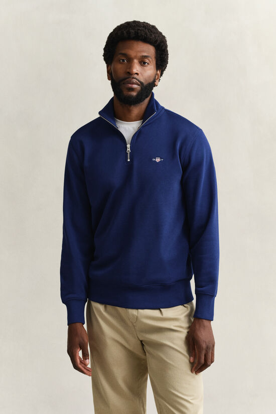 Shield sweatshirt med halv lynl&aring;s