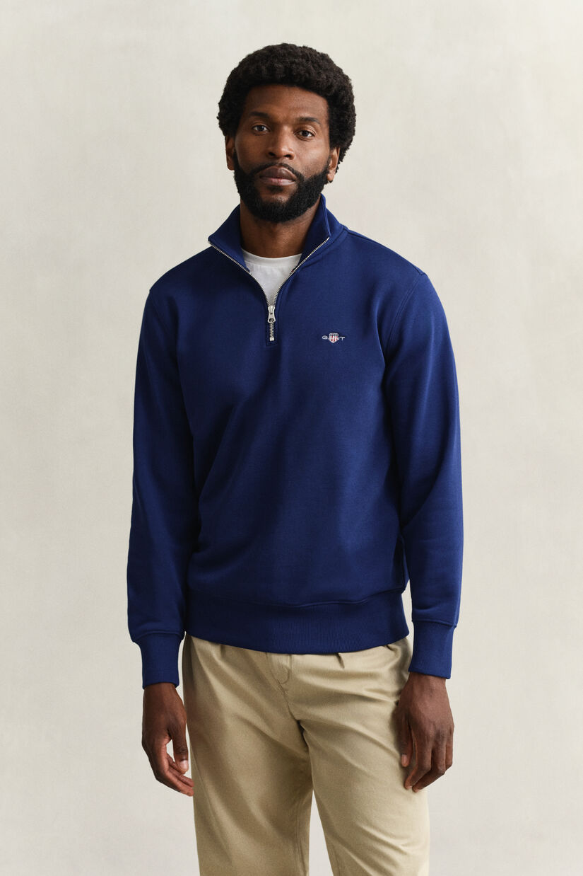 Shield sweatshirt med halv lynl&aring;s