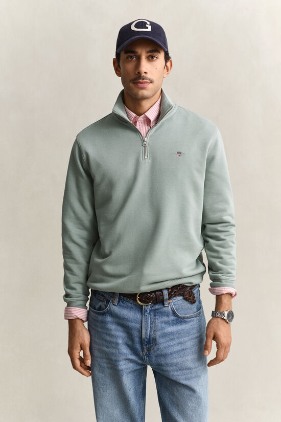 Shield sweatshirt med halv lynl&aring;s
