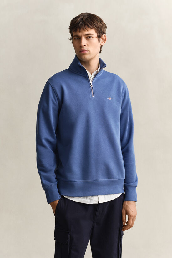 Shield sweatshirt med halv lynl&aring;s
