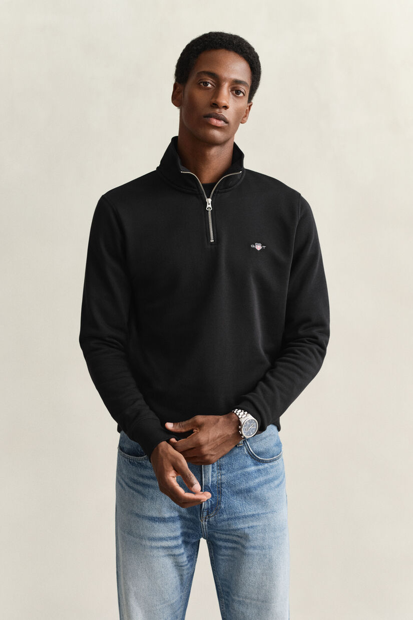 Shield sweatshirt med halv lynl&aring;s