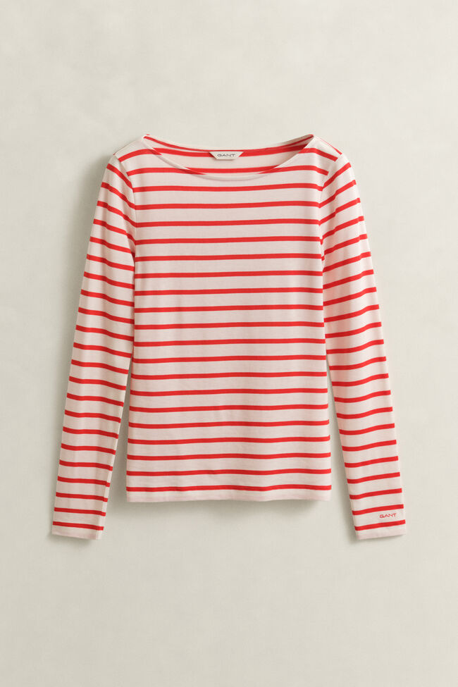 Bretonstribet T-shirt med lange &aelig;rmer