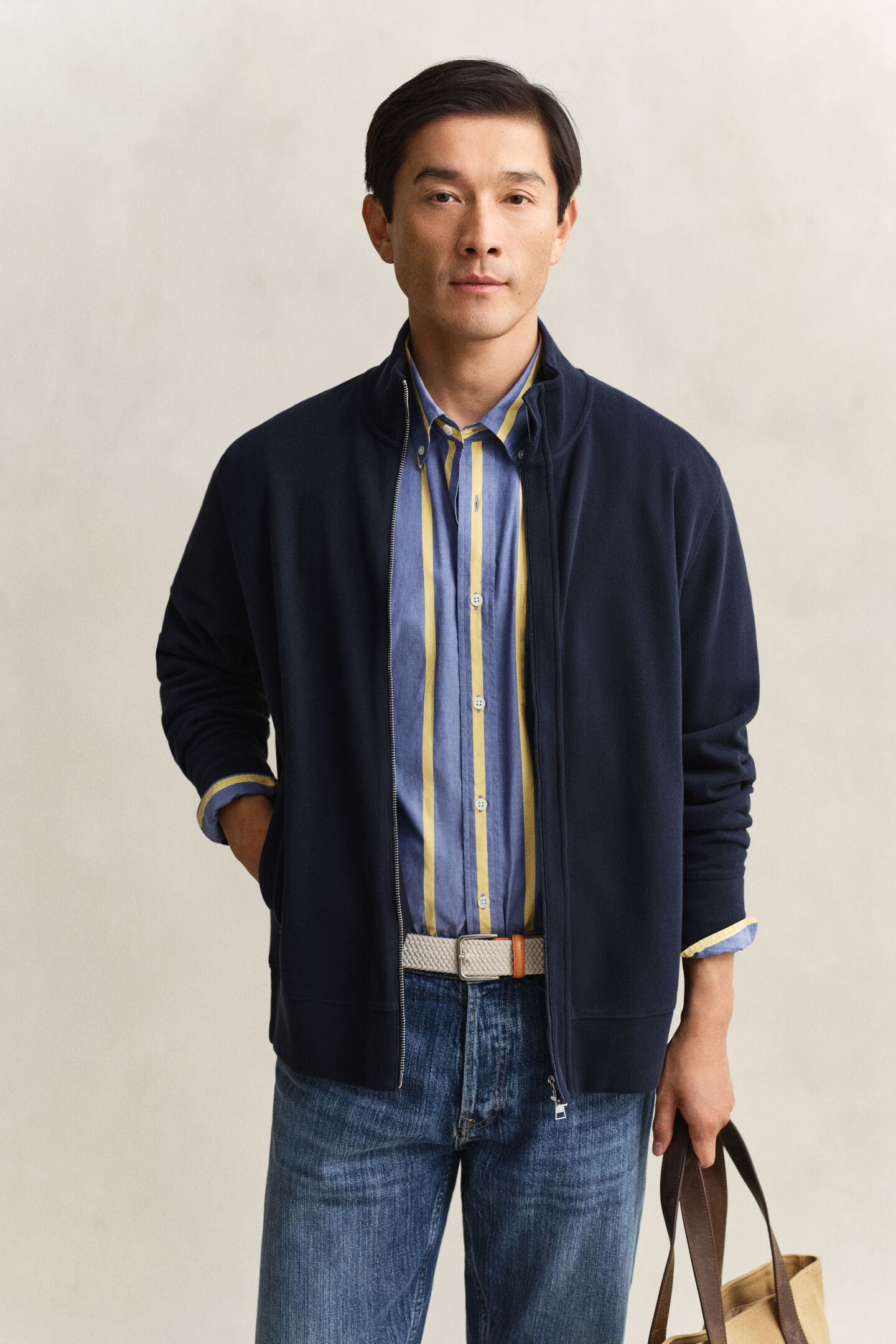 Sacker rib sweatshirt med lynl&aring;s