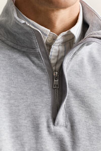 Sacker Rib sweatshirt med halv lynl&aring;s